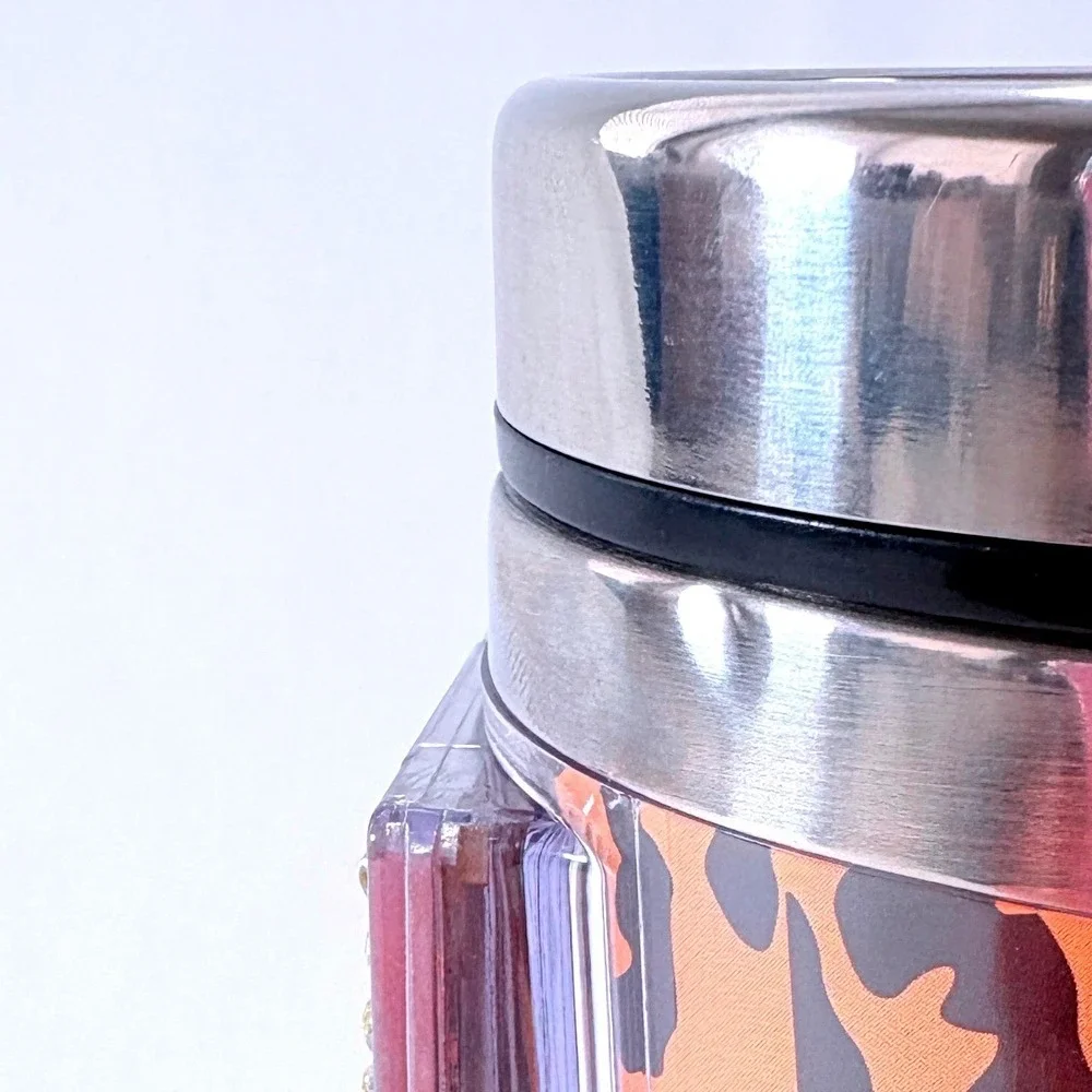 Totes Travel Mug Womens‎ 14oz Orange Leopard Good Rhinestone Mirror Animal Print